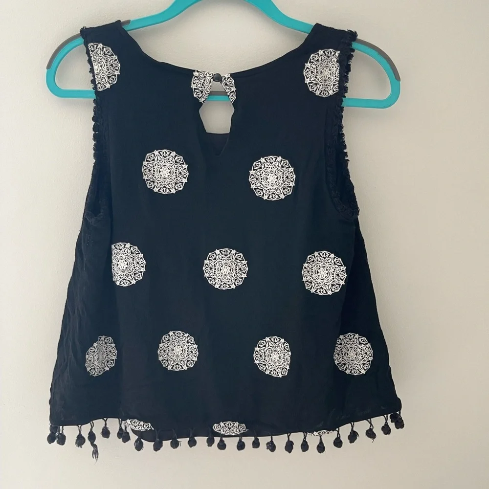 Altar'd State Black Tank Top with White Pattern - Picture 9 of 9